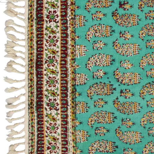 Green Emerald Runner - Block-Printed Cotton Tablecloth