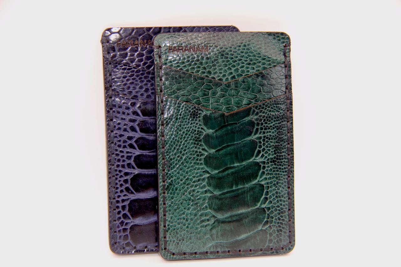 Victor Ostrich Leather Card Holder