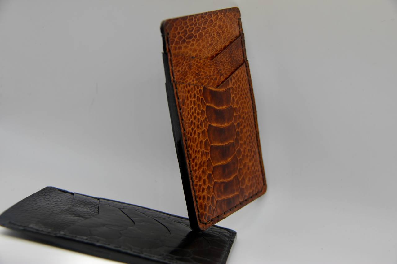 Victor Ostrich Leather Card Holder