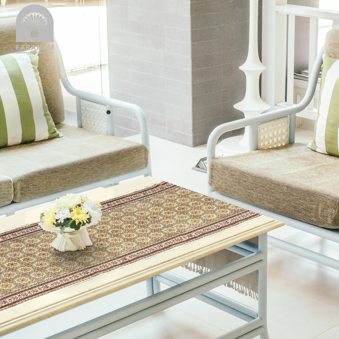 Heptagon Runner - Block-Printed Cotton Tablecloth