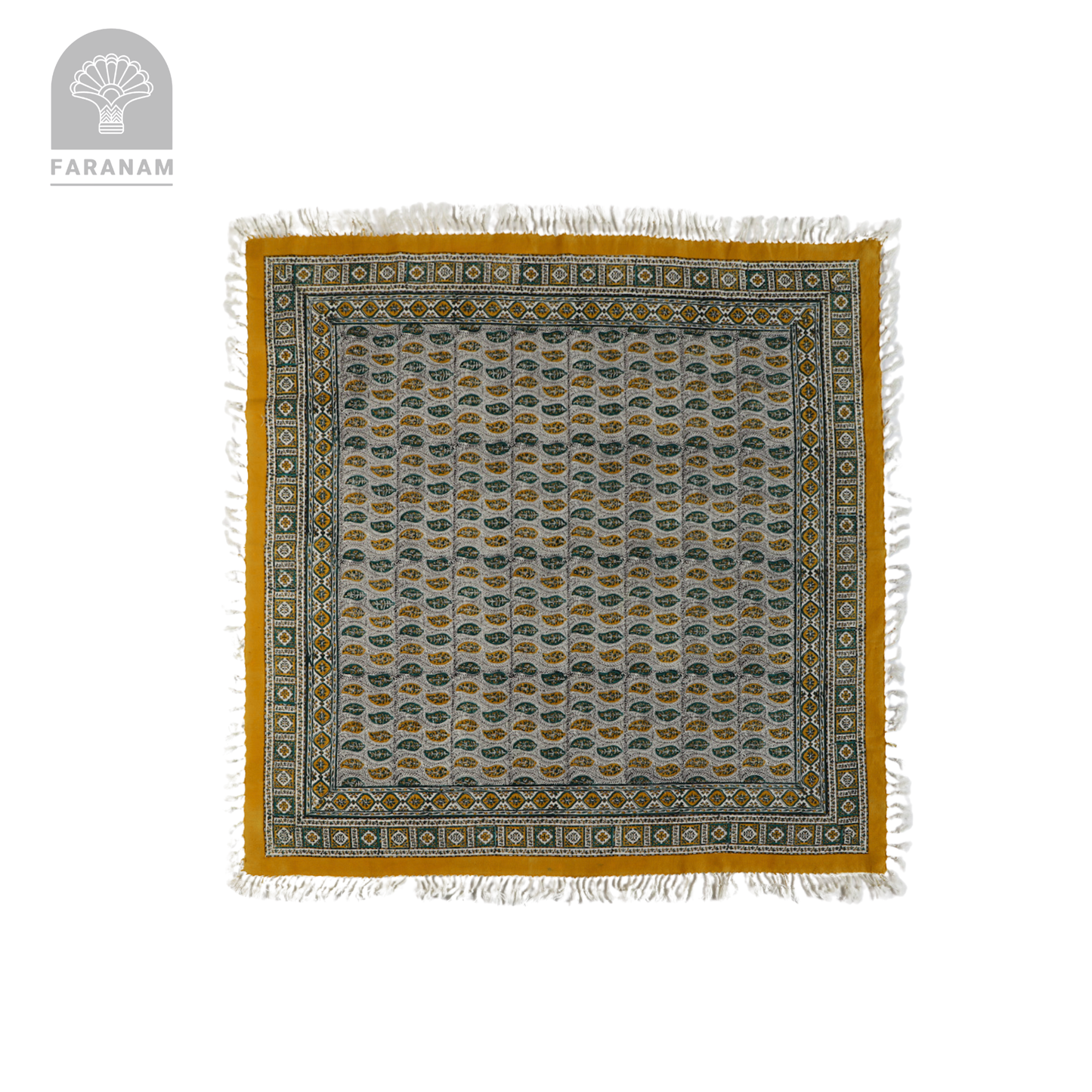 Yellow Square Hand-printed tablecloth