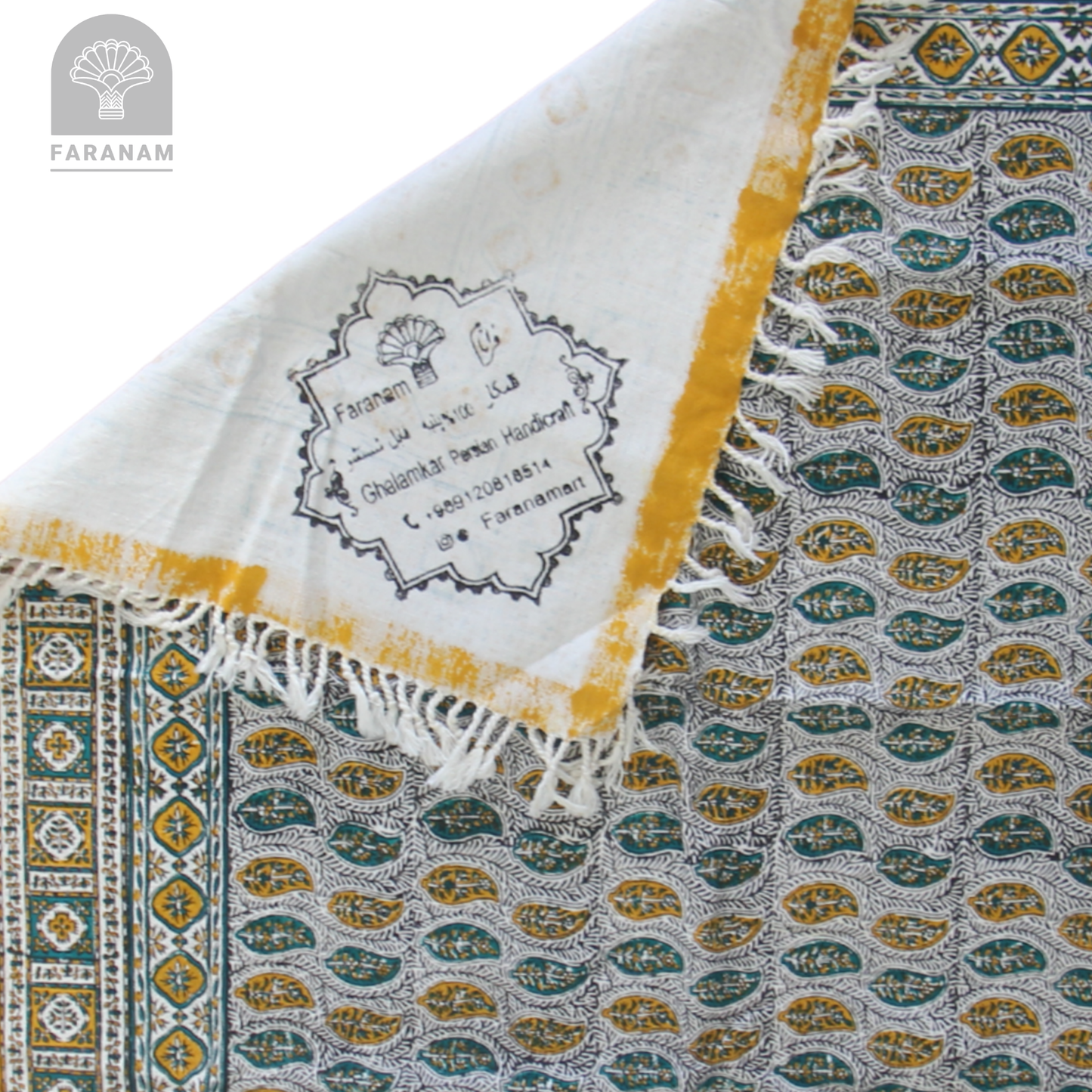Yellow Square Hand-printed tablecloth