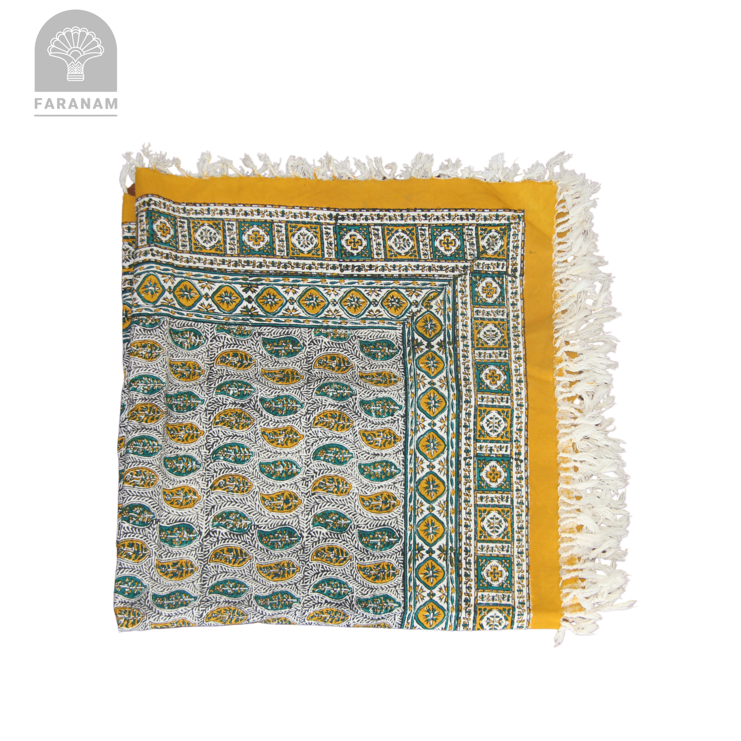 Yellow Square Hand-printed tablecloth