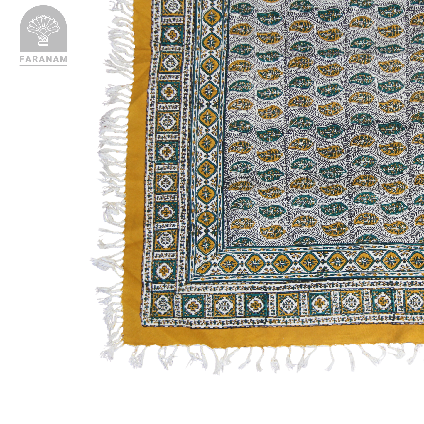 Yellow Square Hand-printed tablecloth
