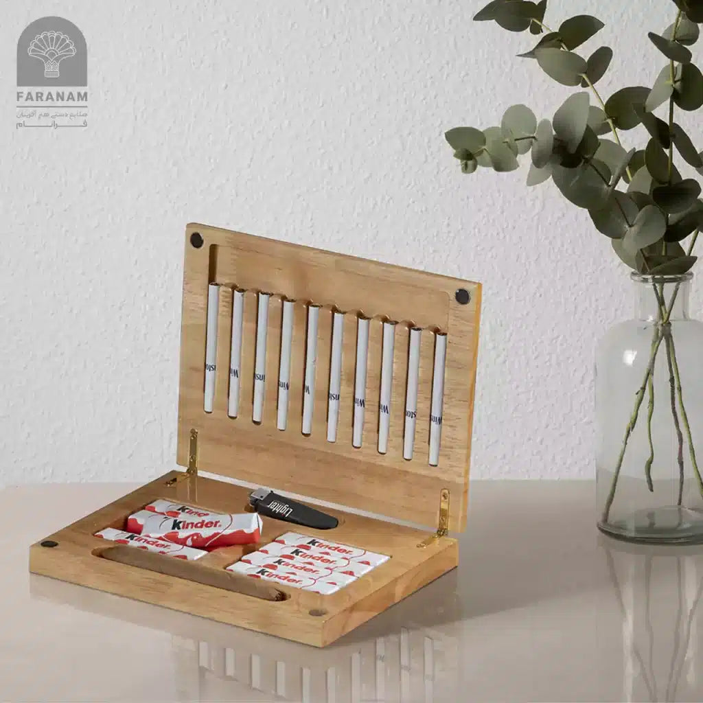 Aroma Royal Box — Handcrafted Rubberwood Cigarette/Cigar & Desk Organizer
