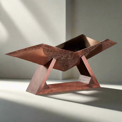 Avand Fruit Bowl — Hand-Engraved Copper on Wood Base (Ghalamzani)