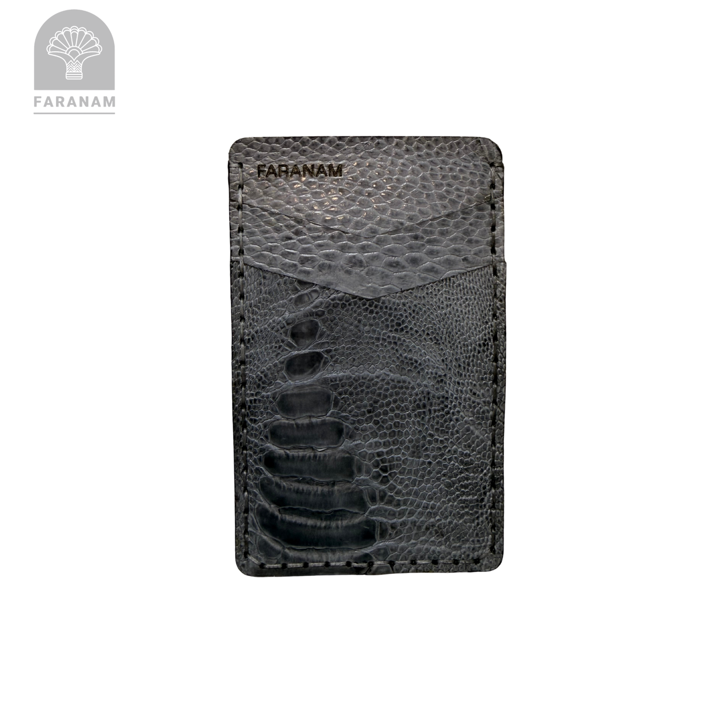 Victor Card Holder, Ostrich Leg Leather, Hand-stitched