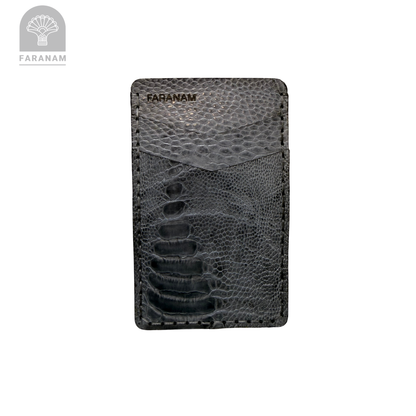 Victor Card Holder, Ostrich Leg Leather, Hand-stitched