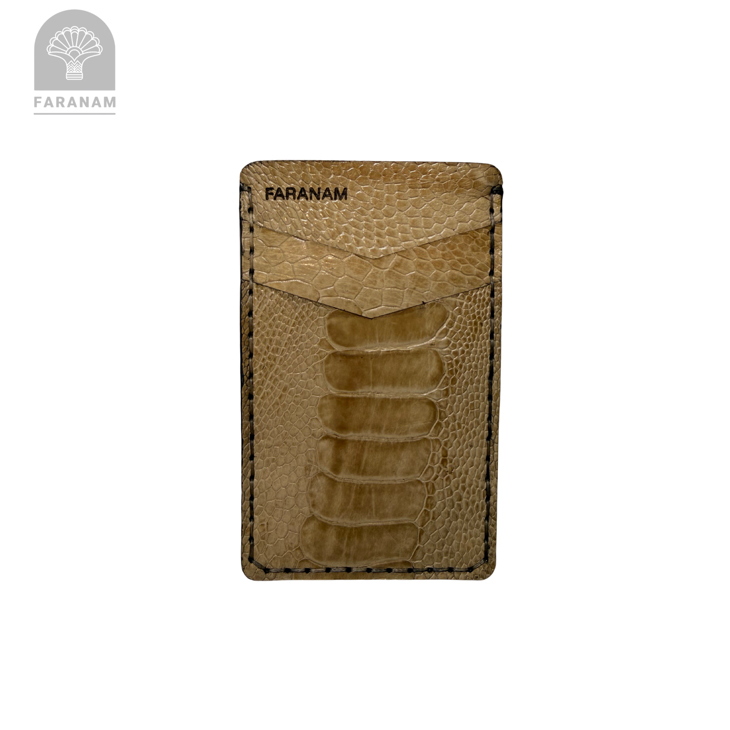 Victor Card Holder, Ostrich Leg Leather, Hand-stitched