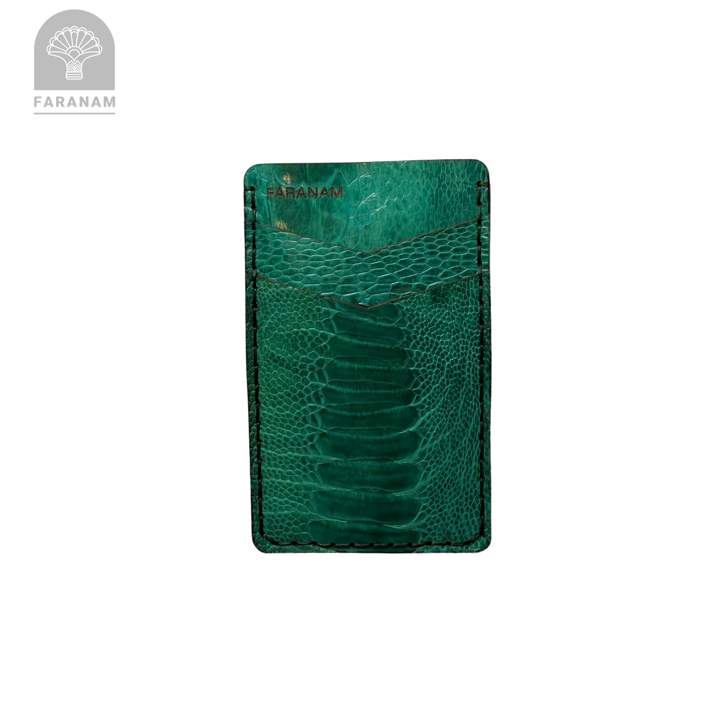 Victor Card Holder, Ostrich Leg Leather, Hand-stitched