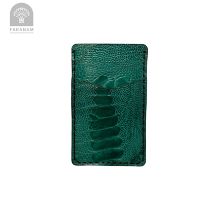 Victor Card Holder, Ostrich Leg Leather, Hand-stitched