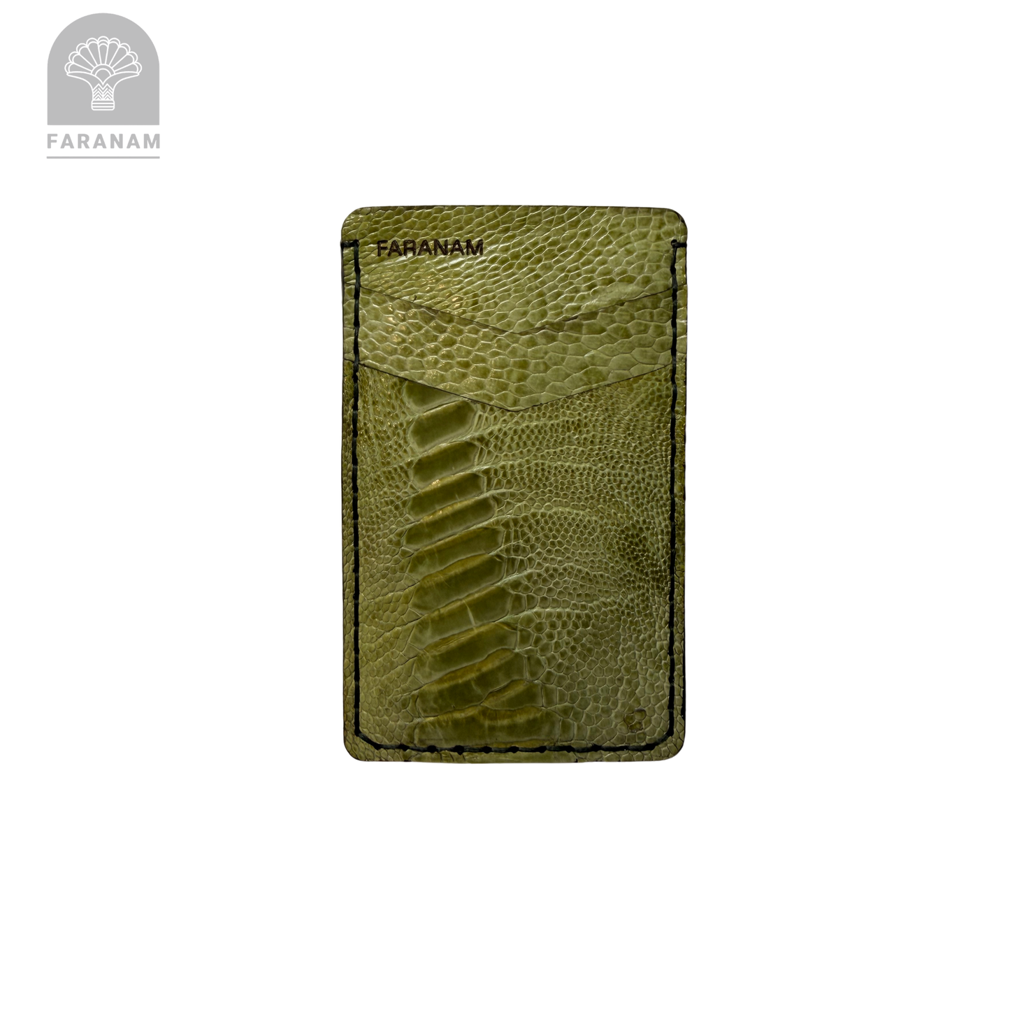 Victor Card Holder, Ostrich Leg Leather, Hand-stitched