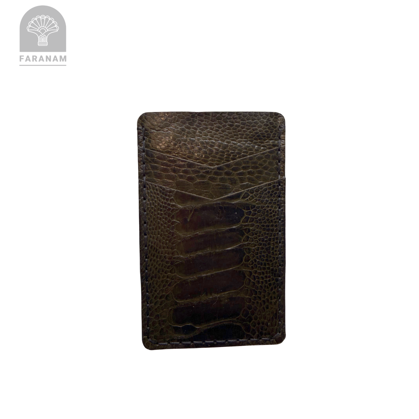 Victor Card Holder, Ostrich Leg Leather, Hand-stitched