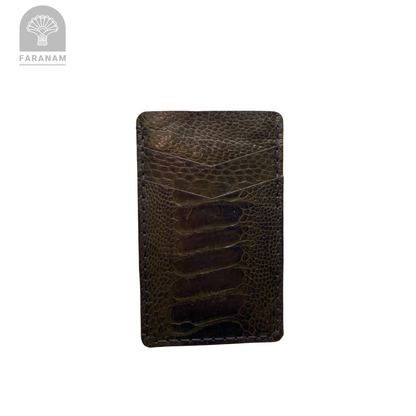 Victor Card Holder, Ostrich Leg Leather, Hand-stitched