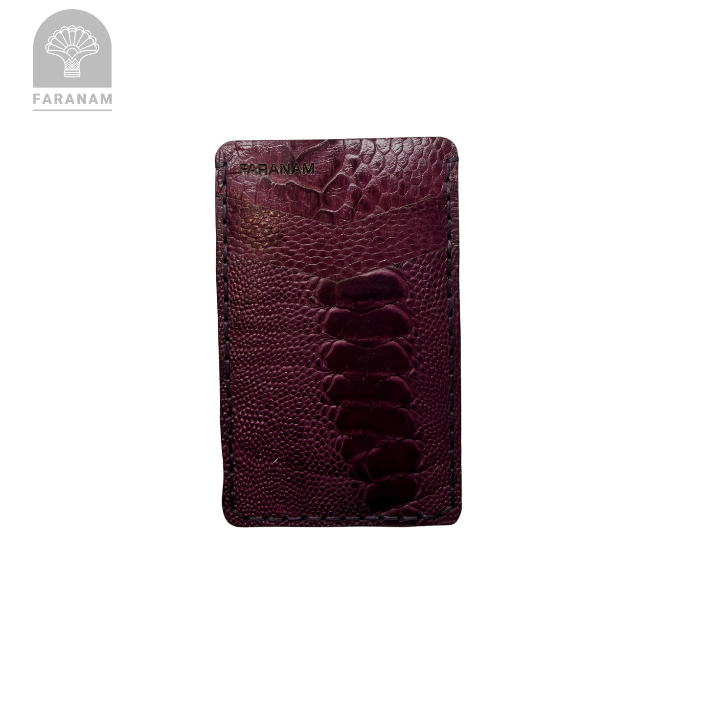 Victor Card Holder, Ostrich Leg Leather, Hand-stitched