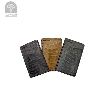 Victor Card Holder, Ostrich Leg Leather, Hand-stitched