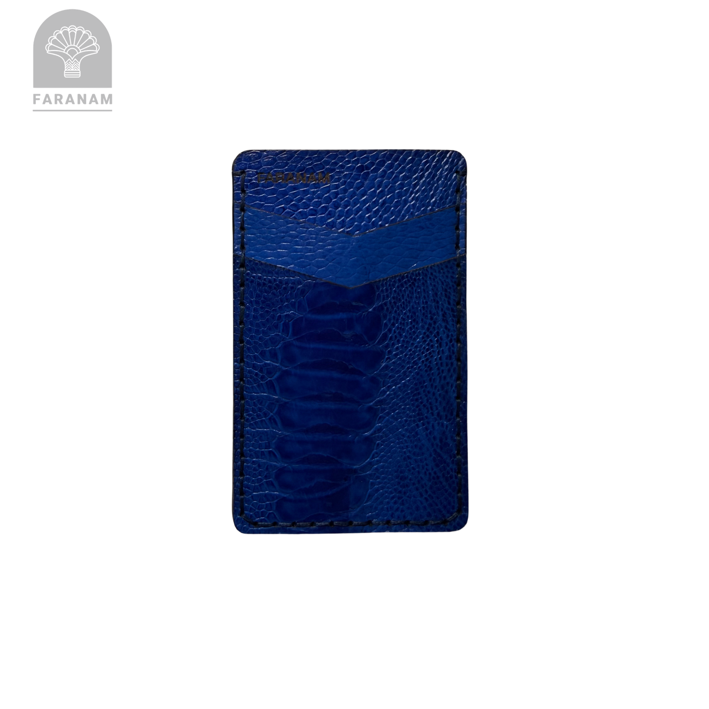 Victor Card Holder, Ostrich Leg Leather, Hand-stitched