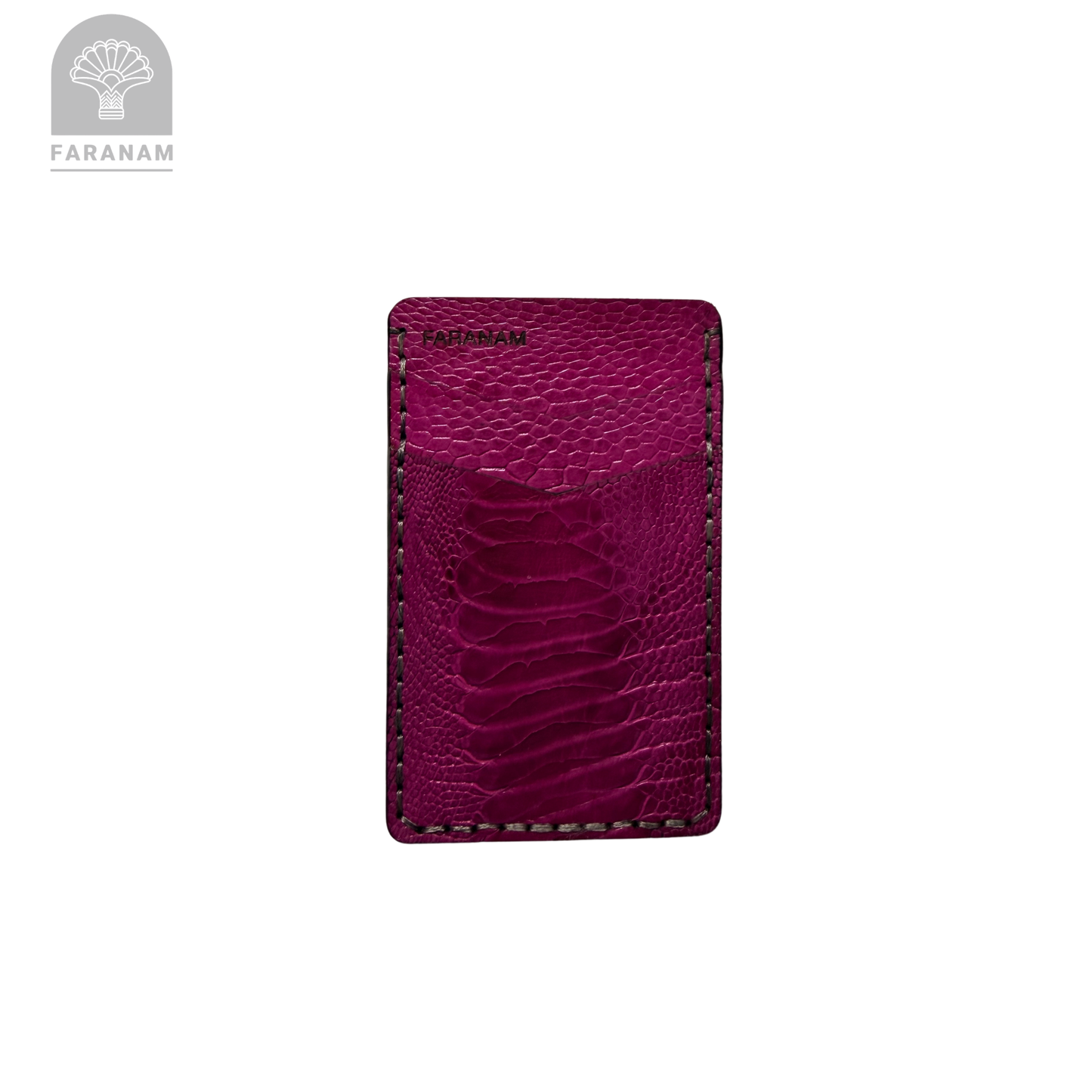 Victor Card Holder, Ostrich Leg Leather, Hand-stitched