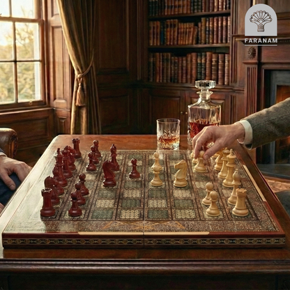 Lion & Sun, Handmade Backgammon & Chess Board