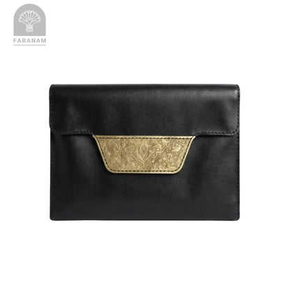 Vala Hand Etched Leather Purse, Hand-stitched, Faranam