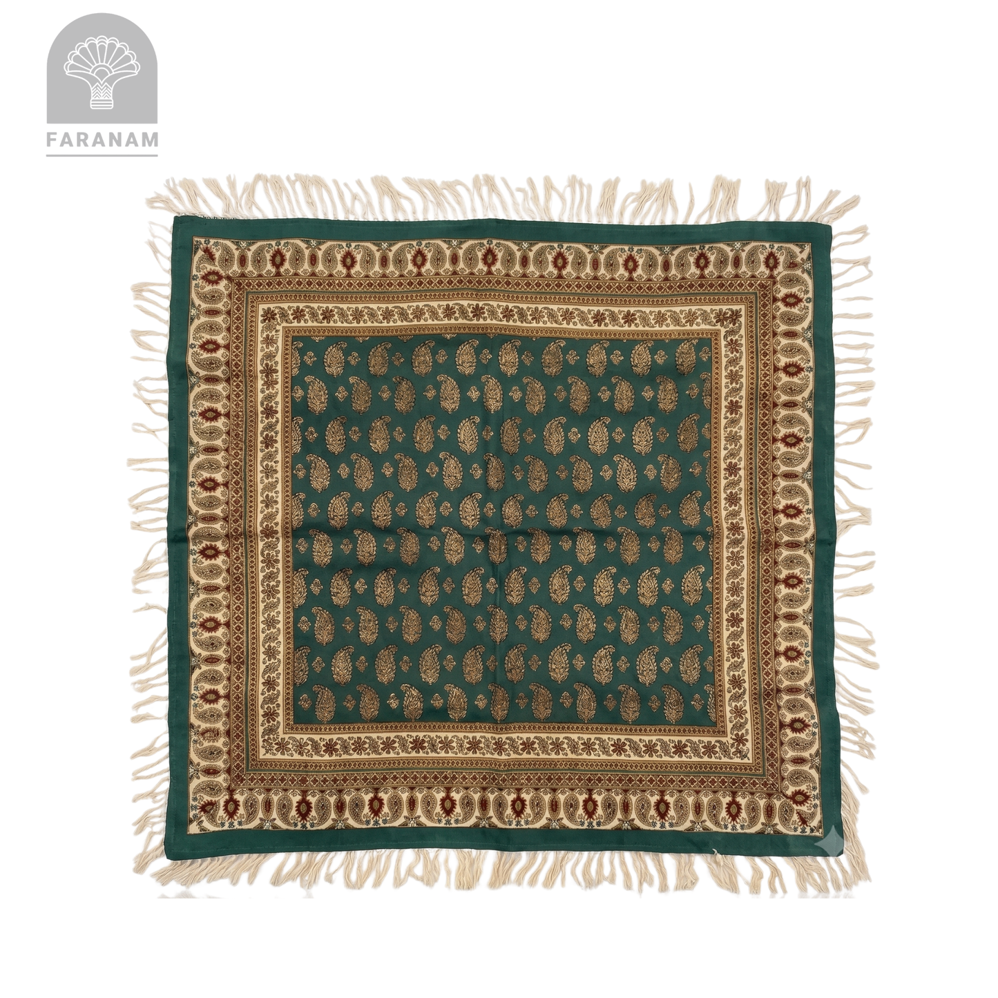 Maison Paisley Green decorative Tablecloth, 2.5'x2.5', Handmade