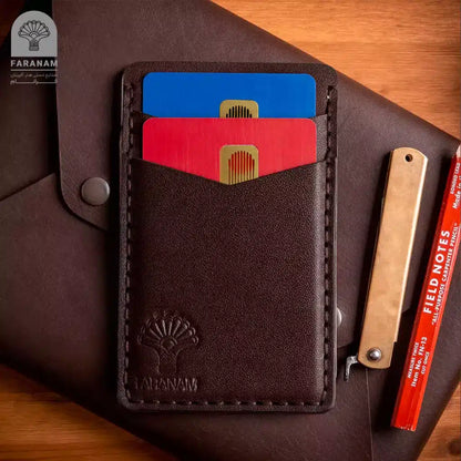 Victor Vertical Cardholder – Real Cow Leather (Cowhide), Hand-Stitched