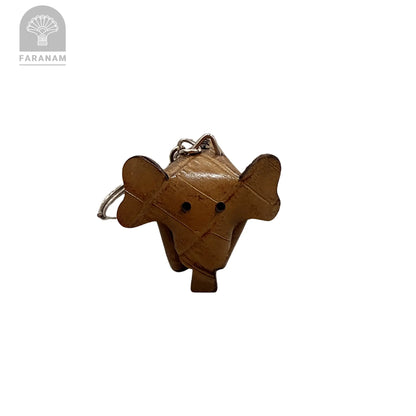 Elephant Keychain, Genuine cowhide, Hand-stitched Faranam