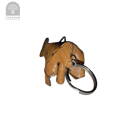 Elephant Keychain, Genuine cowhide, Hand-stitched Faranam
