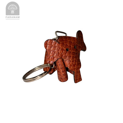 Elephant Keychain, Genuine cowhide, Hand-stitched Faranam
