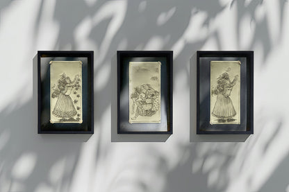 Whispers of Isfahan — Hand-Etched Brass Tableau (Leather Frame)