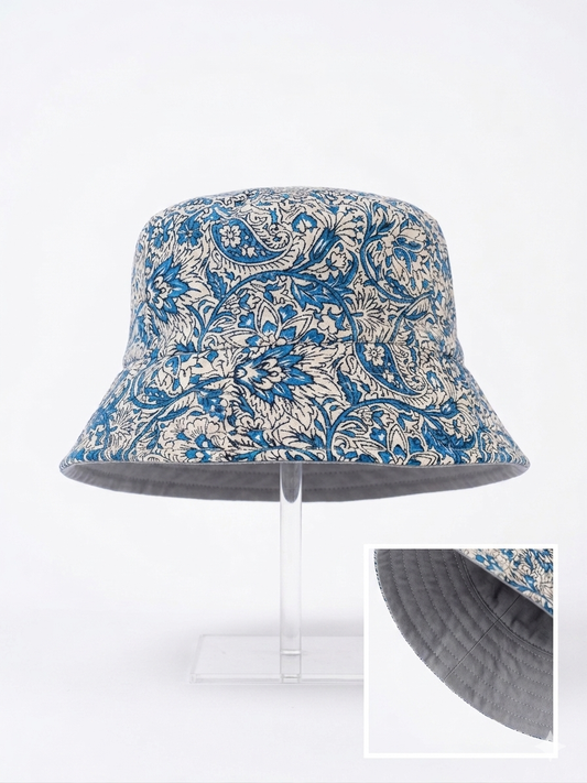 Block Printed Bucket Hat, Handmade, Ghalamkar
