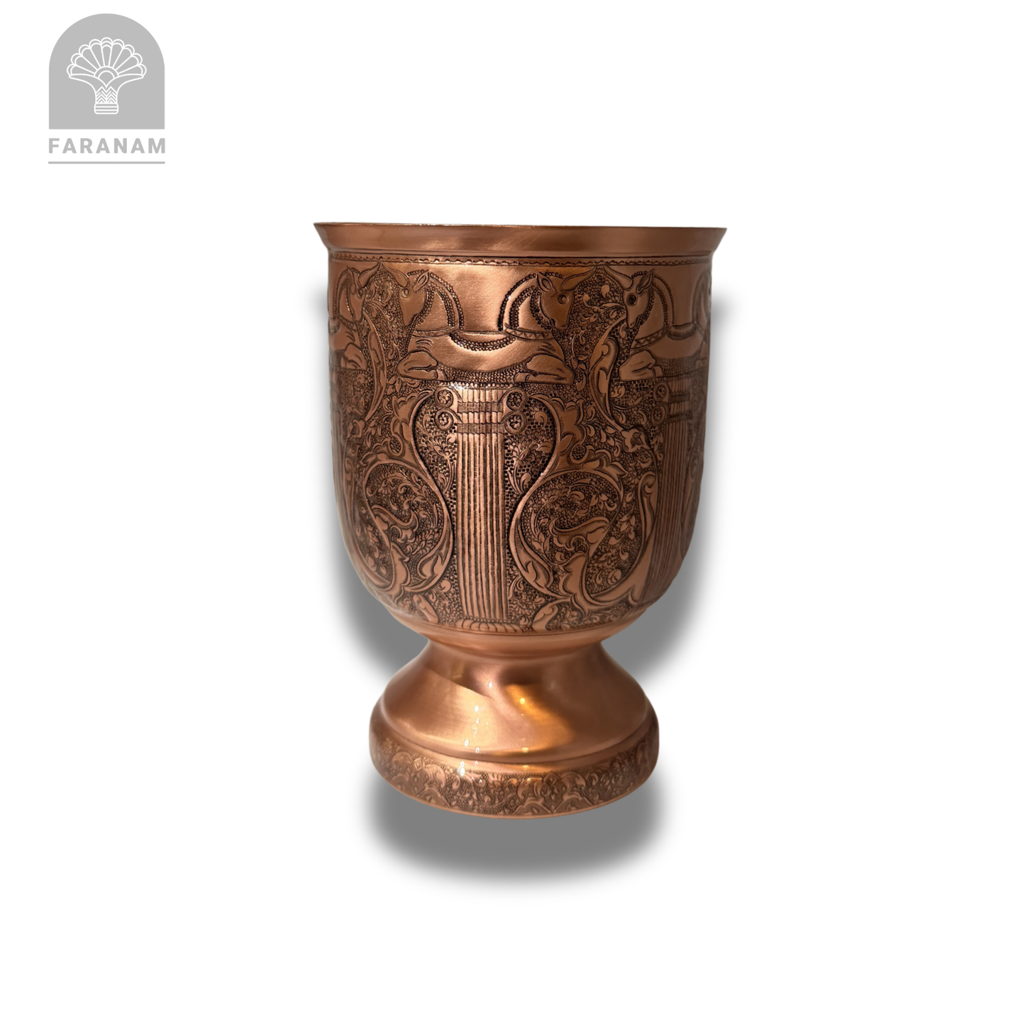 The Persepolis Hand-Etched Copper Vase/Candy Bowl, Handmade
