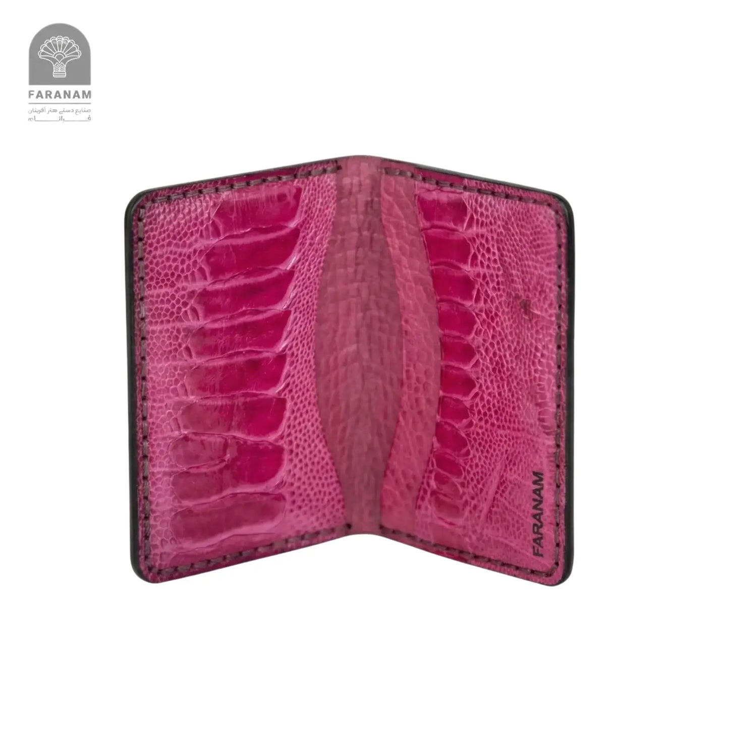 Aris Bifold Wallet, Ostrich Leg Leather, Hand-stitched Faranam