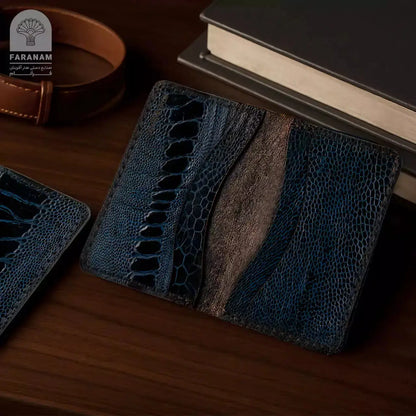 Aris Bifold Wallet, Ostrich Leg Leather, Hand-stitched Faranam