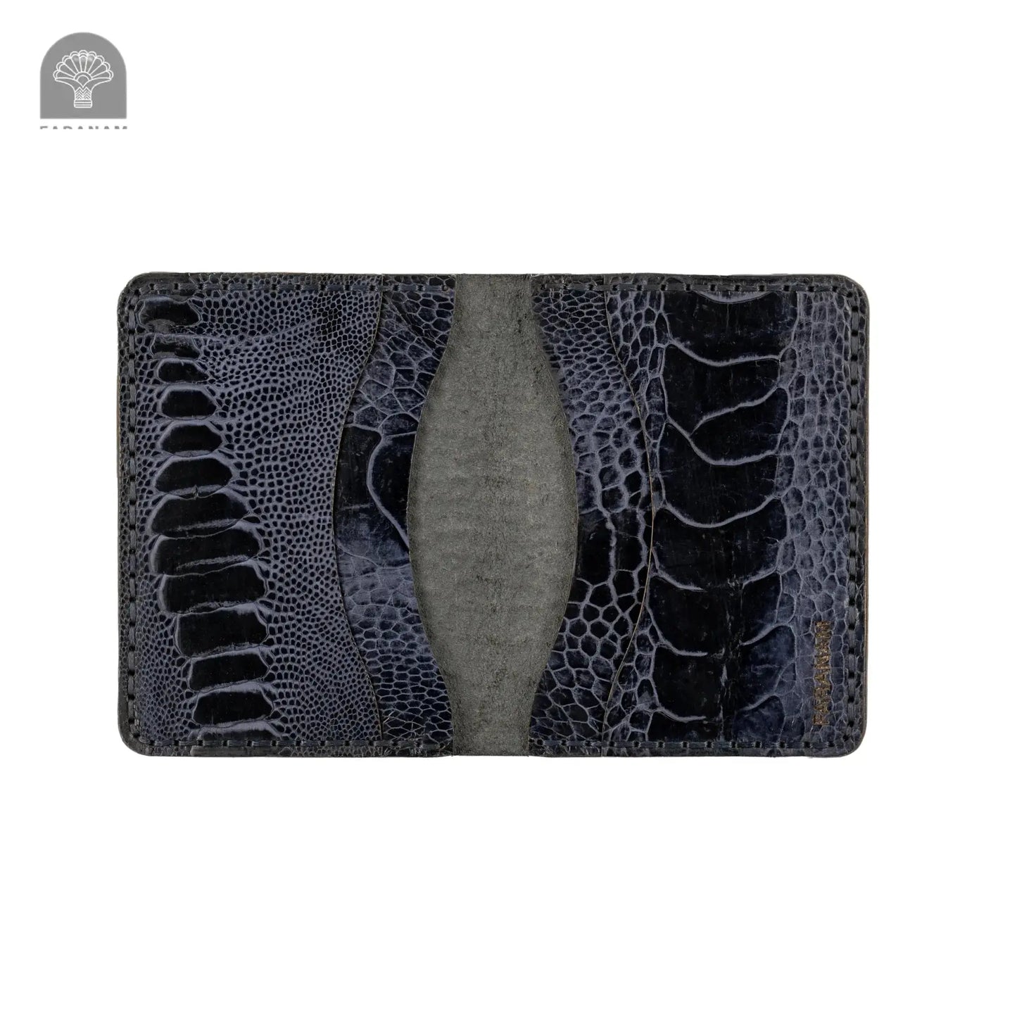 Aris Bifold Wallet, Ostrich Leg Leather, Hand-stitched Faranam