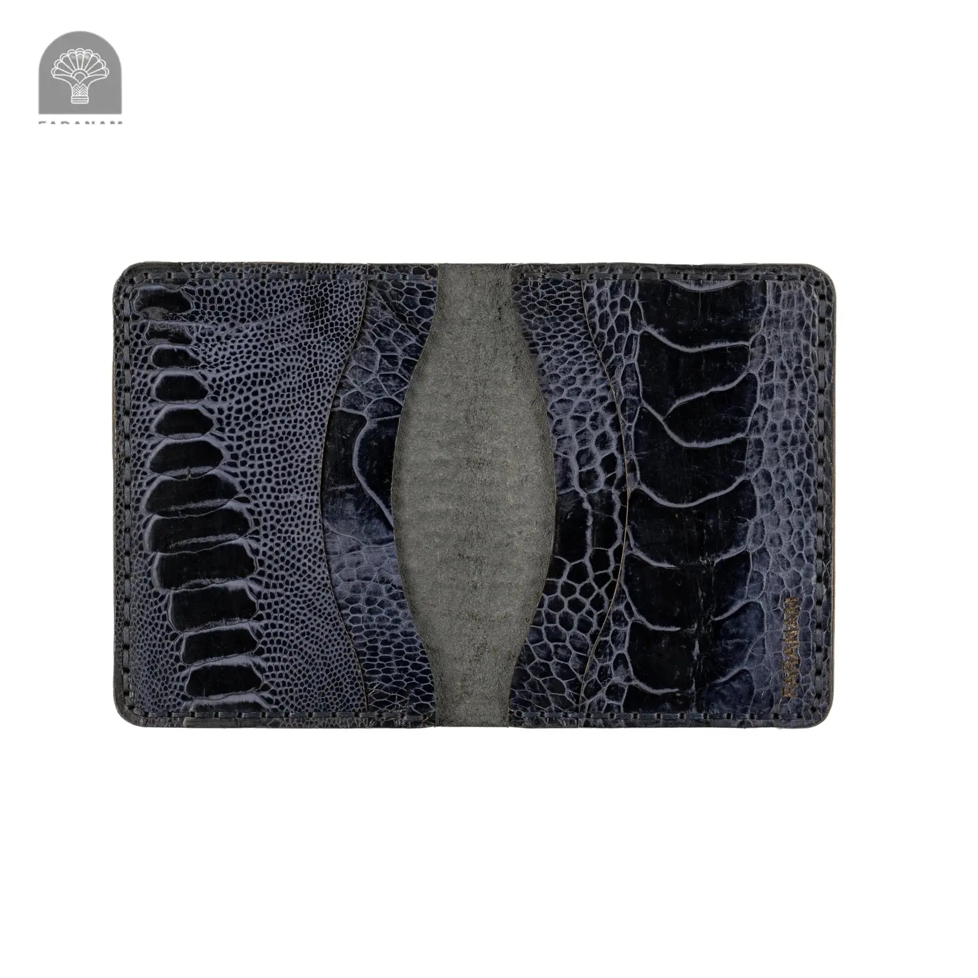 Aris Bifold Wallet, Ostrich Leg Leather, Hand-stitched Faranam