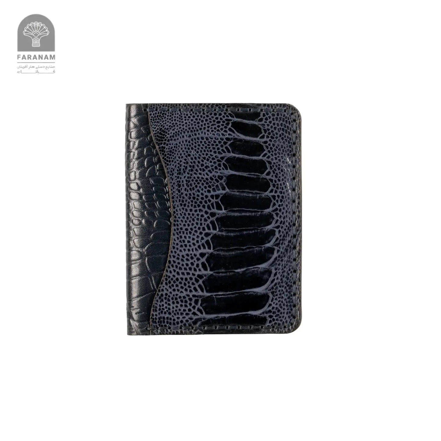 Aris Bifold Wallet, Ostrich Leg Leather, Hand-stitched Faranam