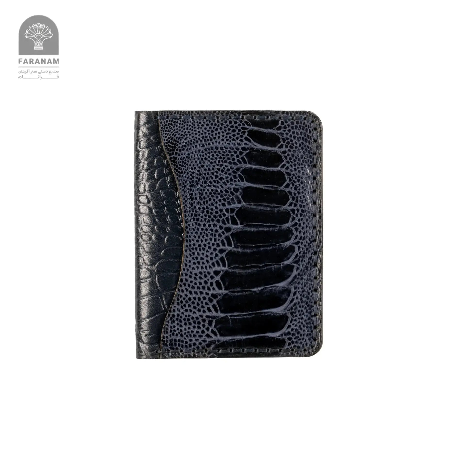 Aris Bifold Wallet, Ostrich Leg Leather, Hand-stitched Faranam