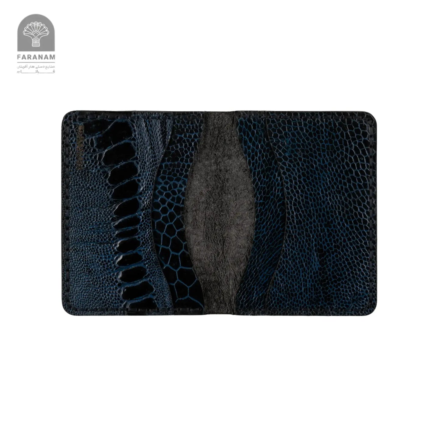 Aris Bifold Wallet, Ostrich Leg Leather, Hand-stitched Faranam