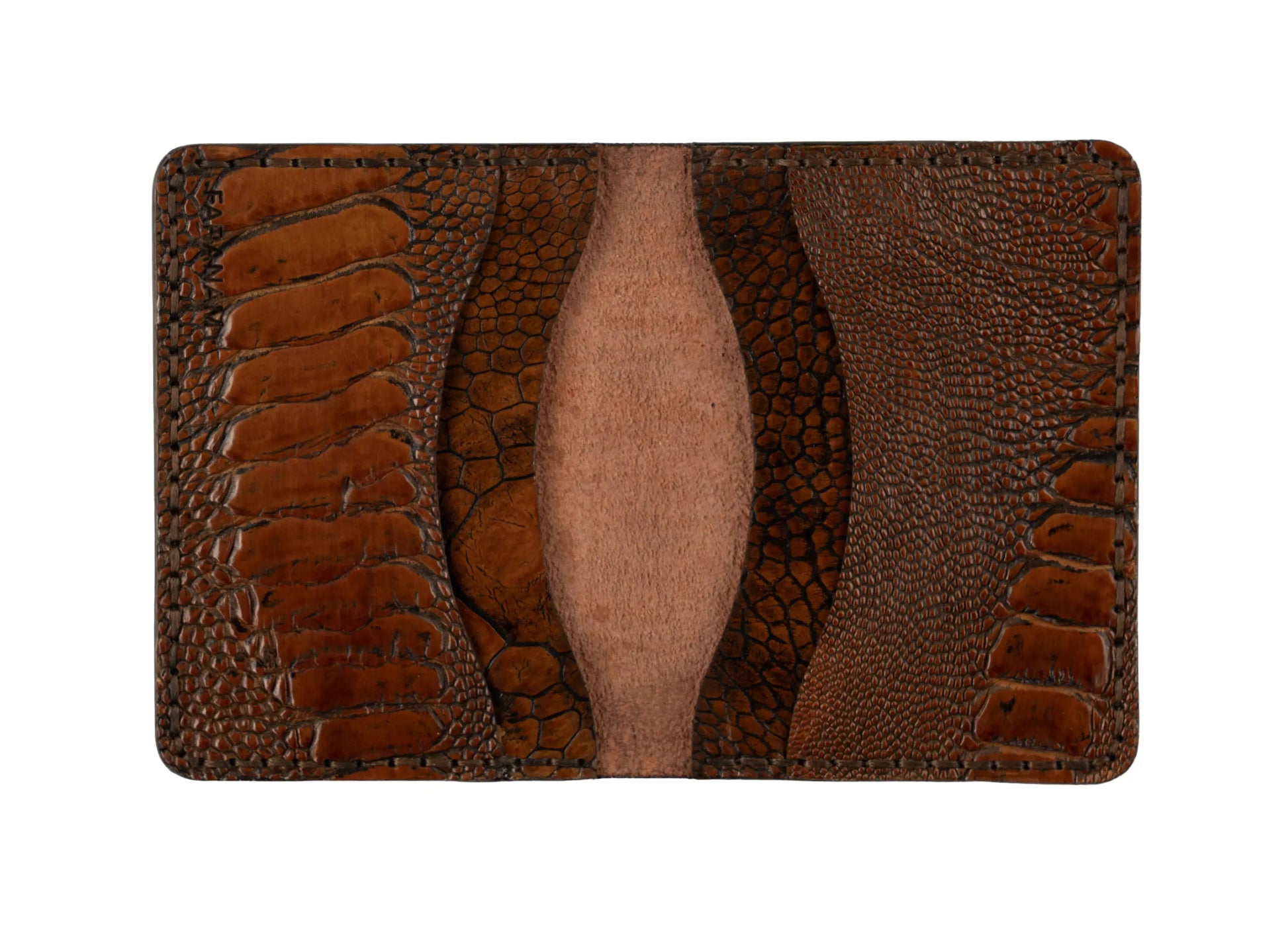 Aris Bifold Wallet, Ostrich Leg Leather, Hand-stitched Faranam
