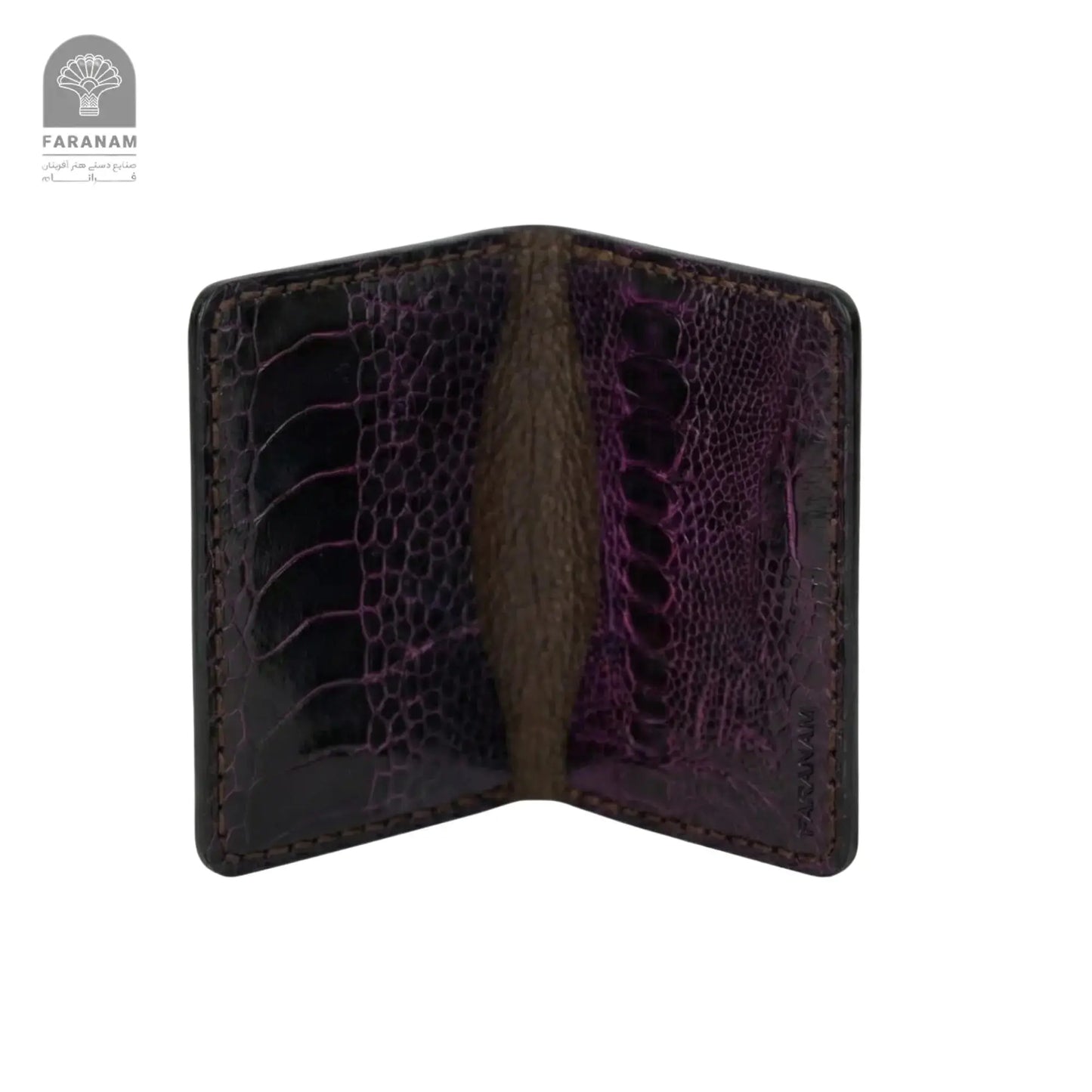 Aris Bifold Wallet, Ostrich Leg Leather, Hand-stitched Faranam