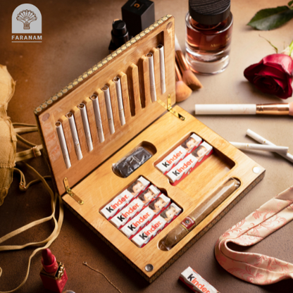 Black Suit Aroma Box, Inlaid mosaic, Rubber Wood