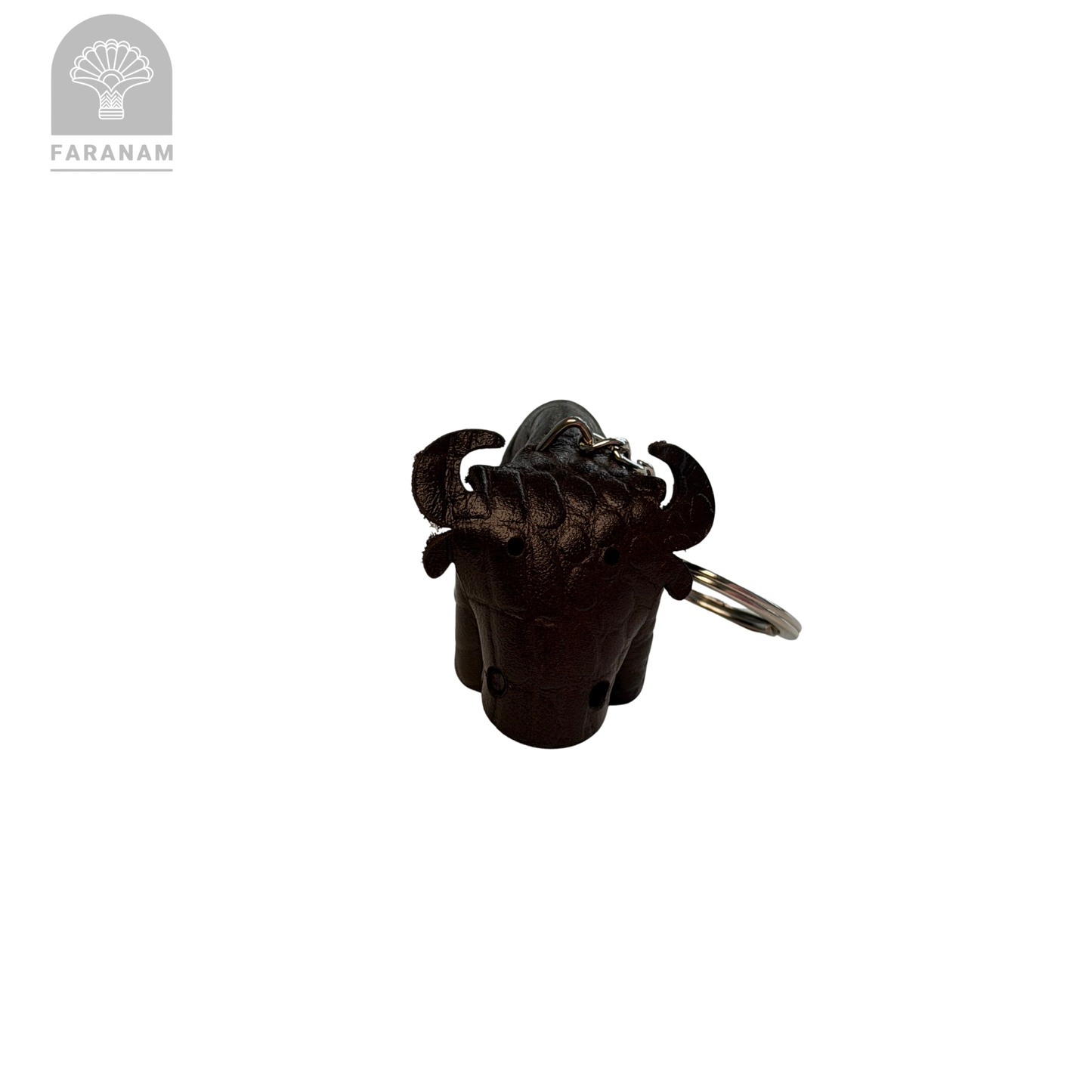 Buffalo Keychain, Genuine cowhide Leather, Hand-stitched