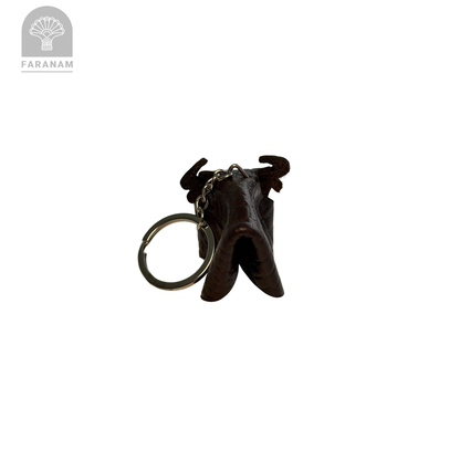 Buffalo Keychain, Genuine cowhide Leather, Hand-stitched