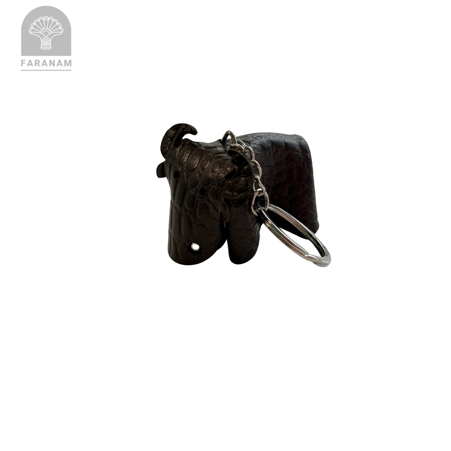 Buffalo Keychain, Genuine cowhide Leather, Hand-stitched