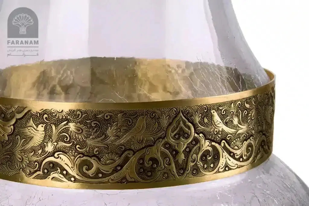 Decorative Vase, Hand-blown glass & Hand-etched brass belt My Store