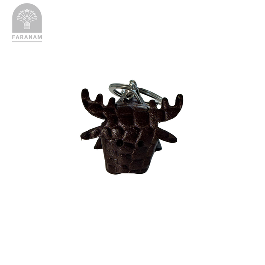 Deer Keychain, Genuine cowhide Leather, Hand-stitched