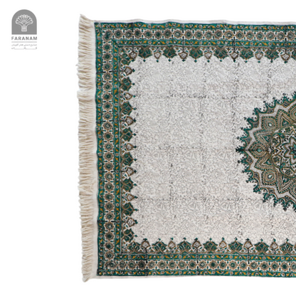 Gerdoon Heritage Rug – Green & White Persian Cotton Accent