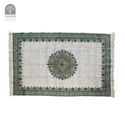 Gerdoon Heritage Rug – Green & White Persian Cotton Accent