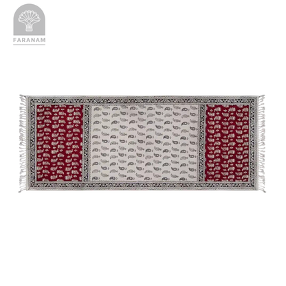 Grey Paisley Runner - Block-Printed Cotton Tablecloth